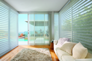 best window treatment for living room - hunter douglas silhouette shades