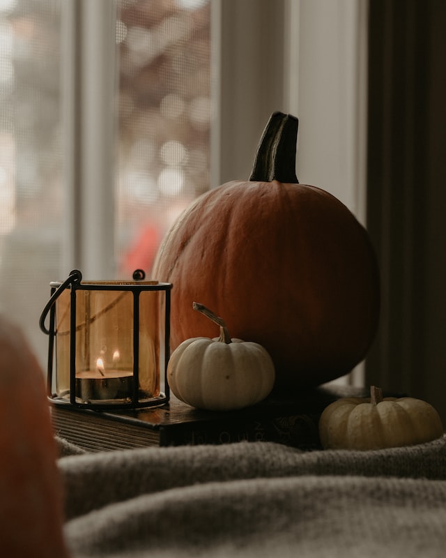 warmly lit pumpkin
