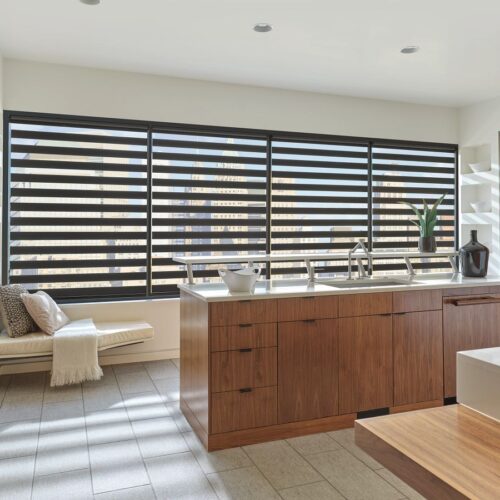 Motorized window shades designer Banded Shades with powerview automation