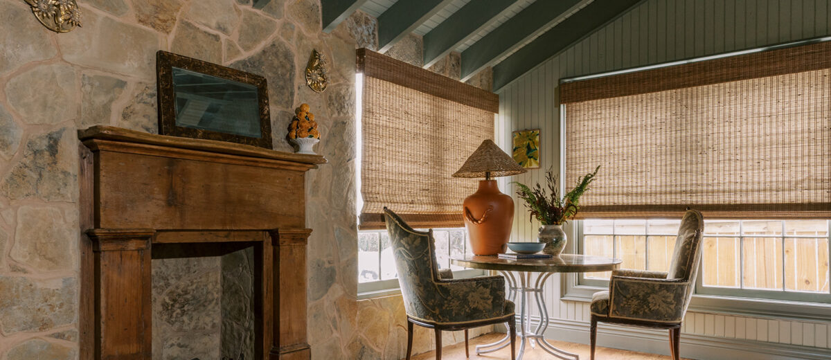 Proven Woven Wood shades in Claire Brodys Austin home